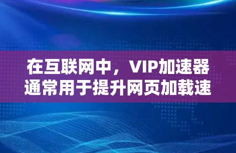 在互联网中,VIP加速器通常用于提升网页加载速度,同时保护用户免受网络攻击的风险。以下是一些常见的VIP加速器软件及其适用场景 在互联网中,VIP加速器通常用于提升网页加载速度,同时保护用户免受网络攻击的风险。以下是一些常见的VIP加速器软件及其适用场景